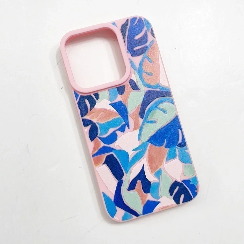 Tropical print transparent protective phone case